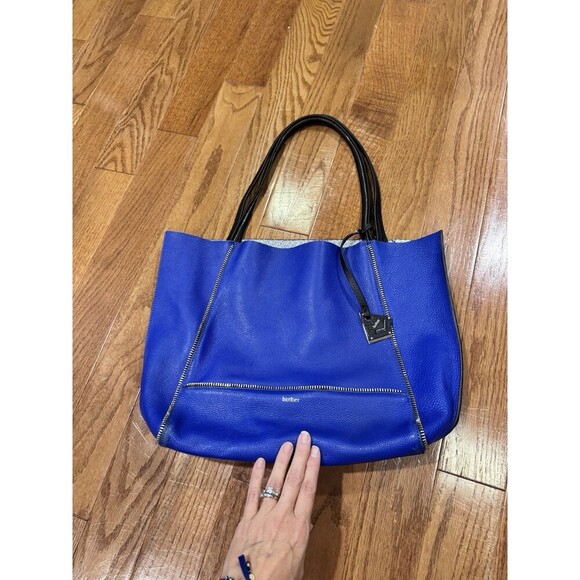 Botkier Women's Blue Soho Pebbled Leather Tote Bag Edgy Contemporary Fabulous! - Picture 4 of 7